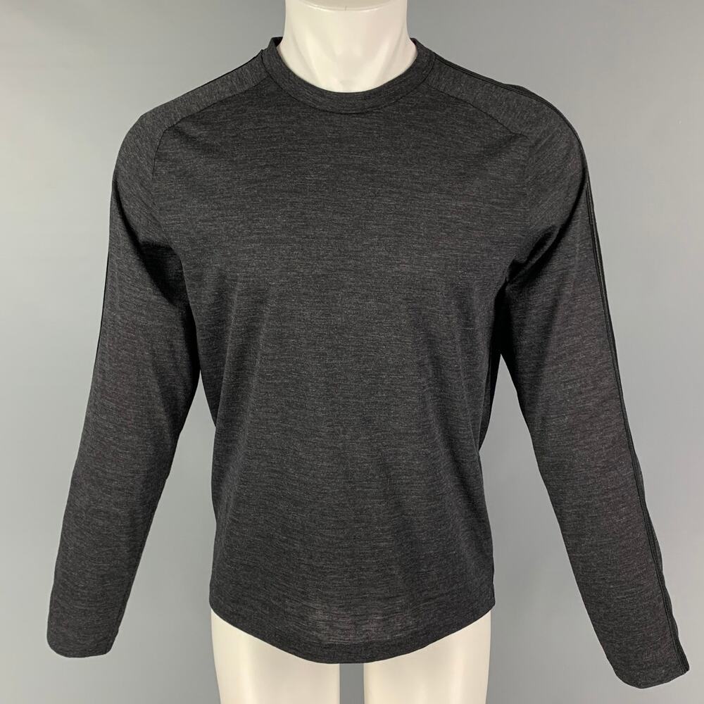 VERRI Size M Grey Heather Wool Long Sleeve T-shirt